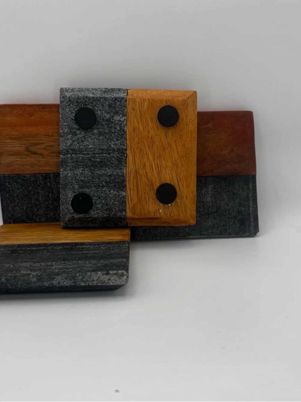 Wood and Slate Square Coasters - Gray and Brown